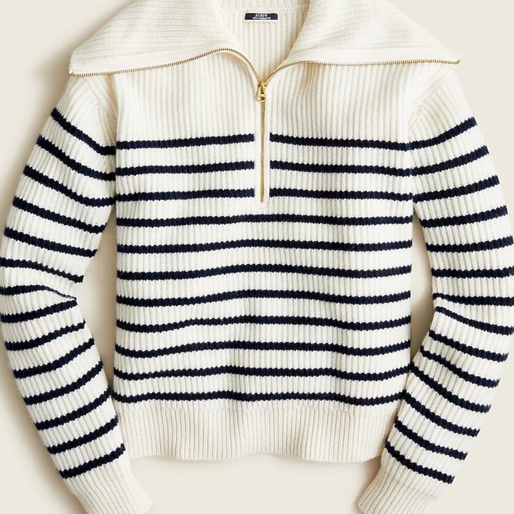 J. Crew Cashmere half-zip pullover sweater in stripe